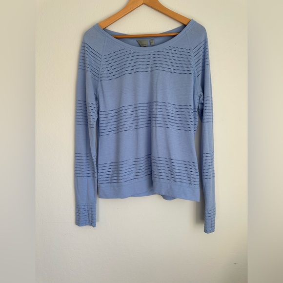 Athleta Tops - Athleta Sky Blue Perforated Knit Top